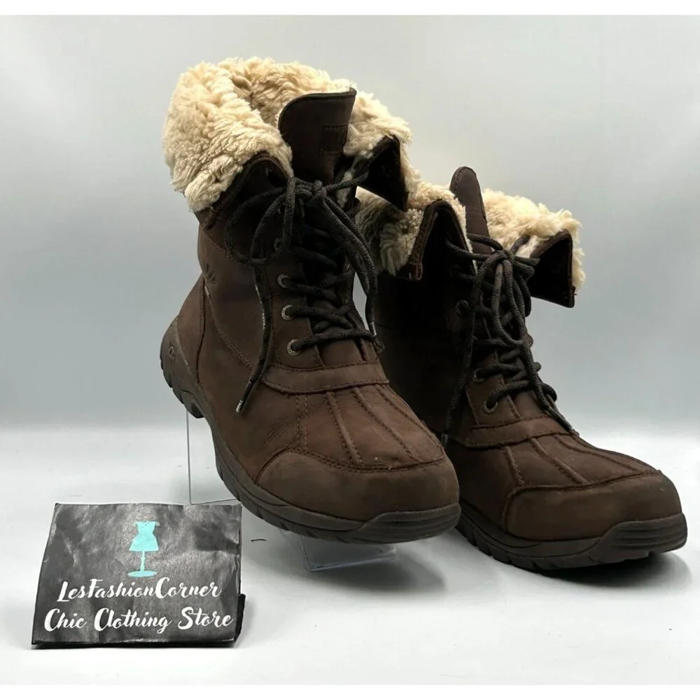 UGG Men's Brown Leather Adirondack lll Distressed Sheepskin Boots Size 10.5 3198 - Picture 12 of 16